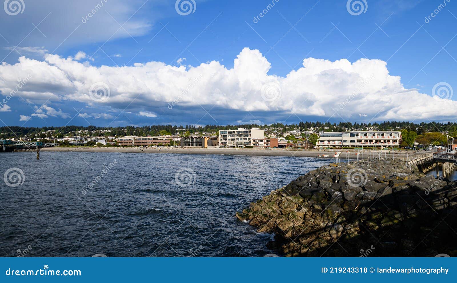 Clouds Billowing Over the Edmonds Waterfront Stock Photo Image of