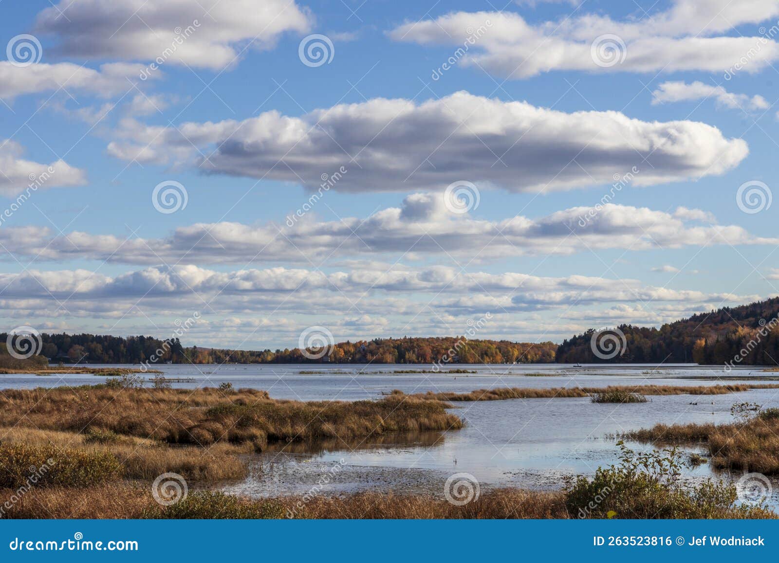 clouds over samp at nord swamp, marais du nord, park. quebec. canada.