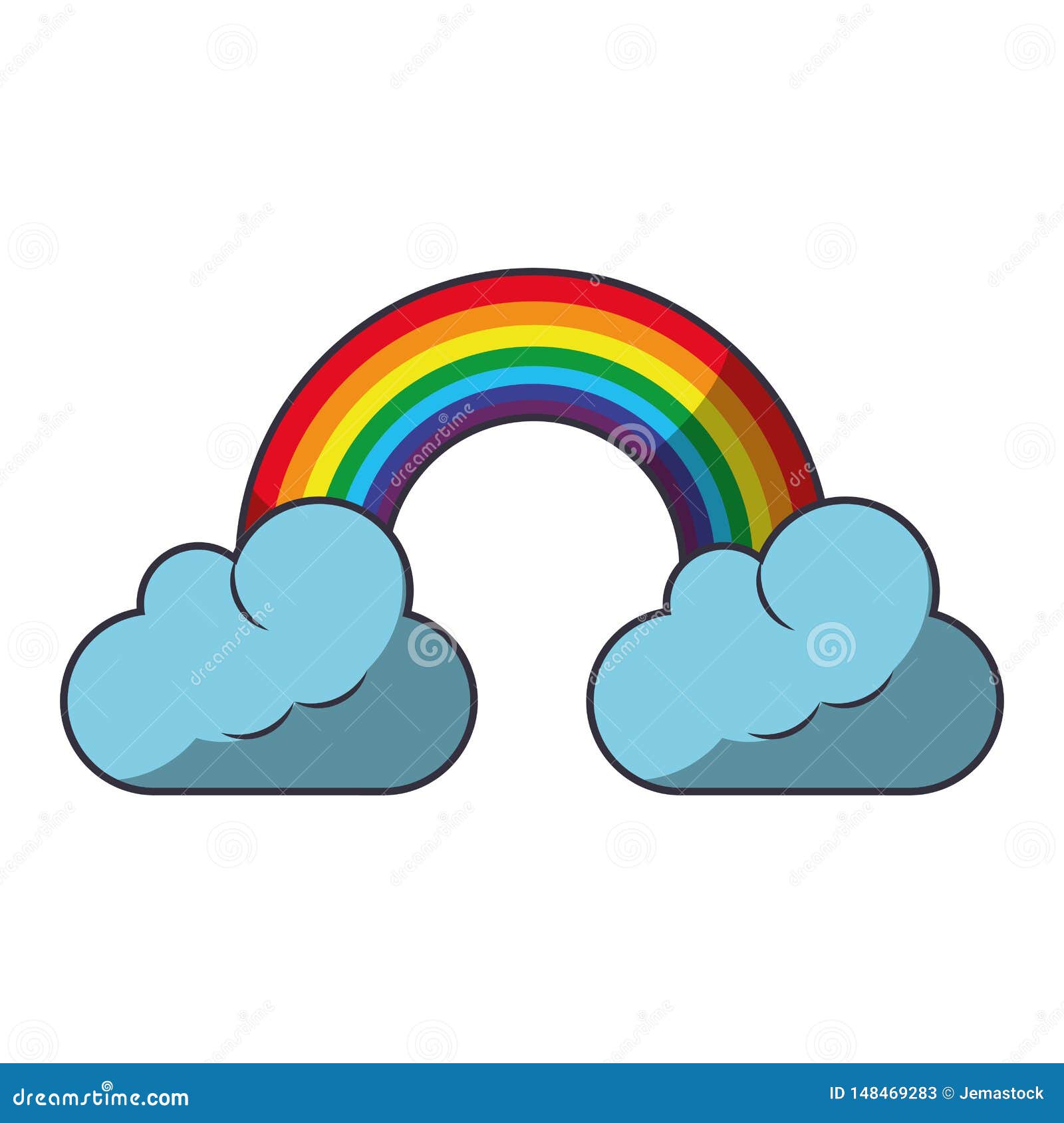 clouds and rainbow artoon