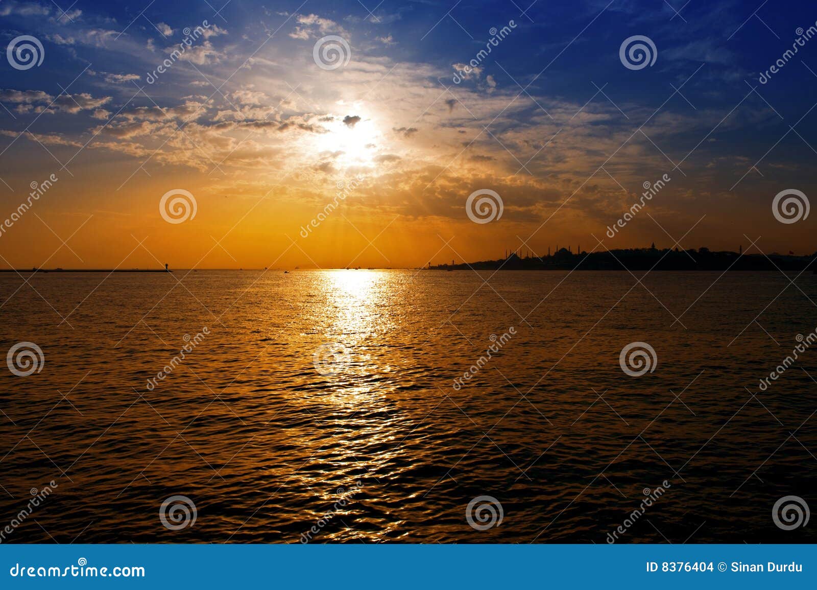 Through Clouds on the Sea Light Flows Stock Photo - Image of sunrise ...