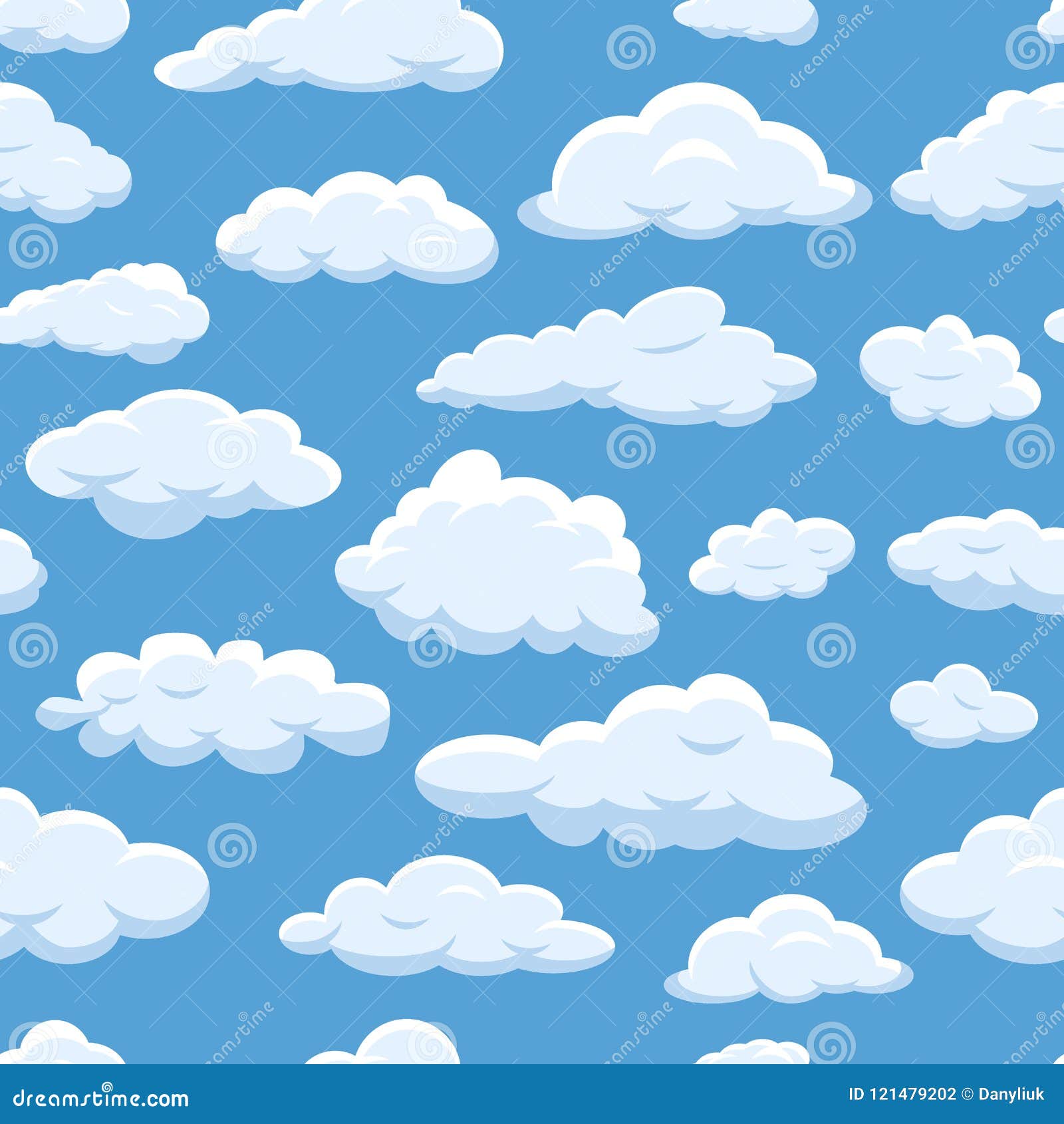 Cloudy Bright Blue Sky Seamless Texture Background Stock Photo