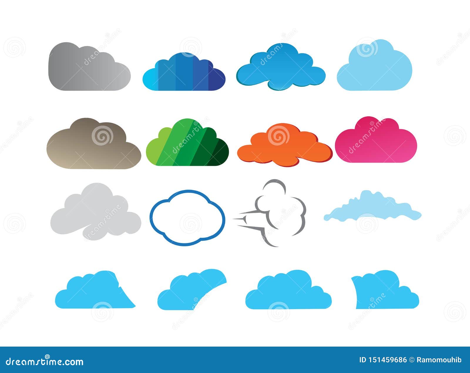 Clouds Set Design for Logo Illustration Stock Illustration ...