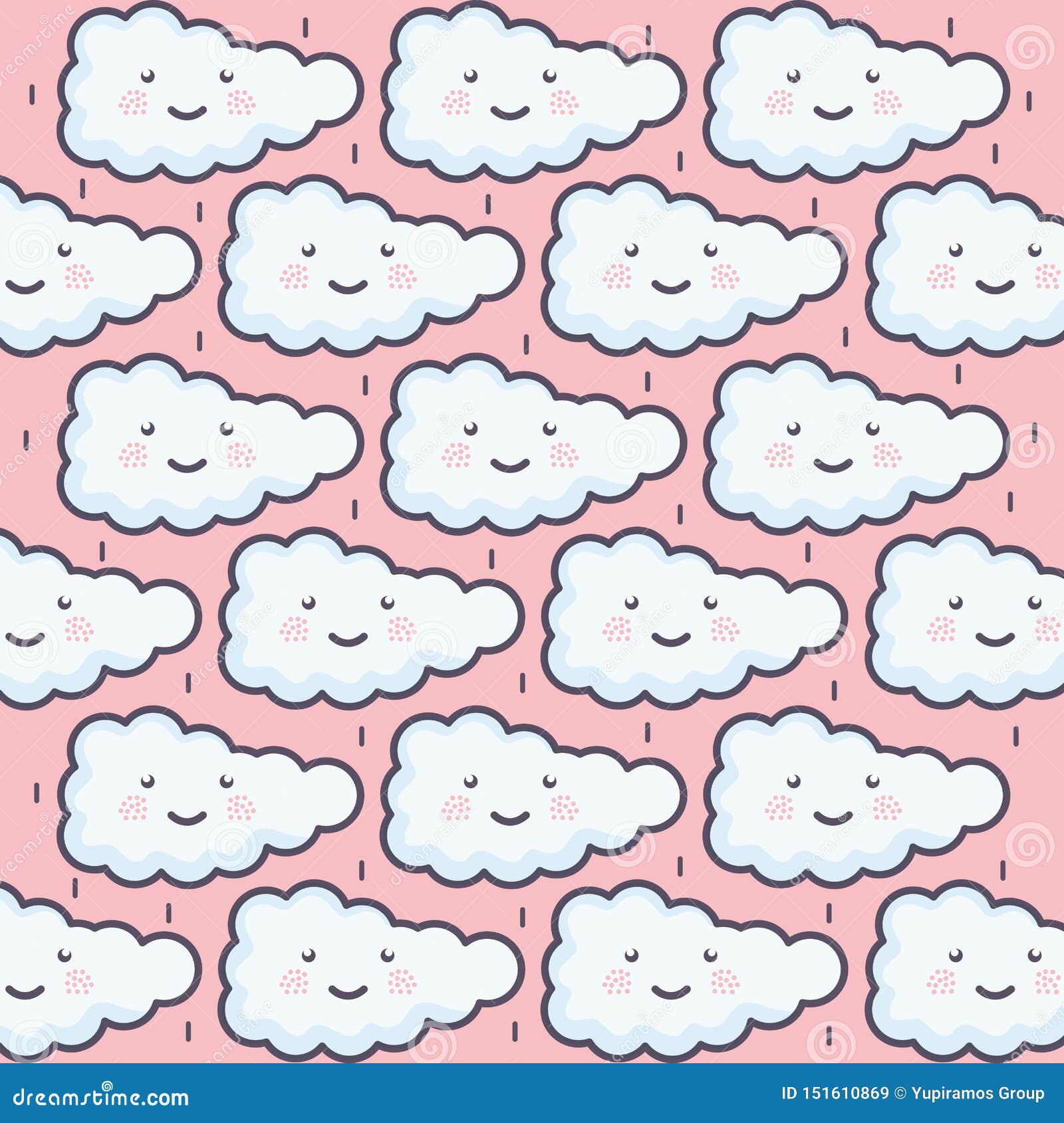 clouds sky weather kawaii characters pattern