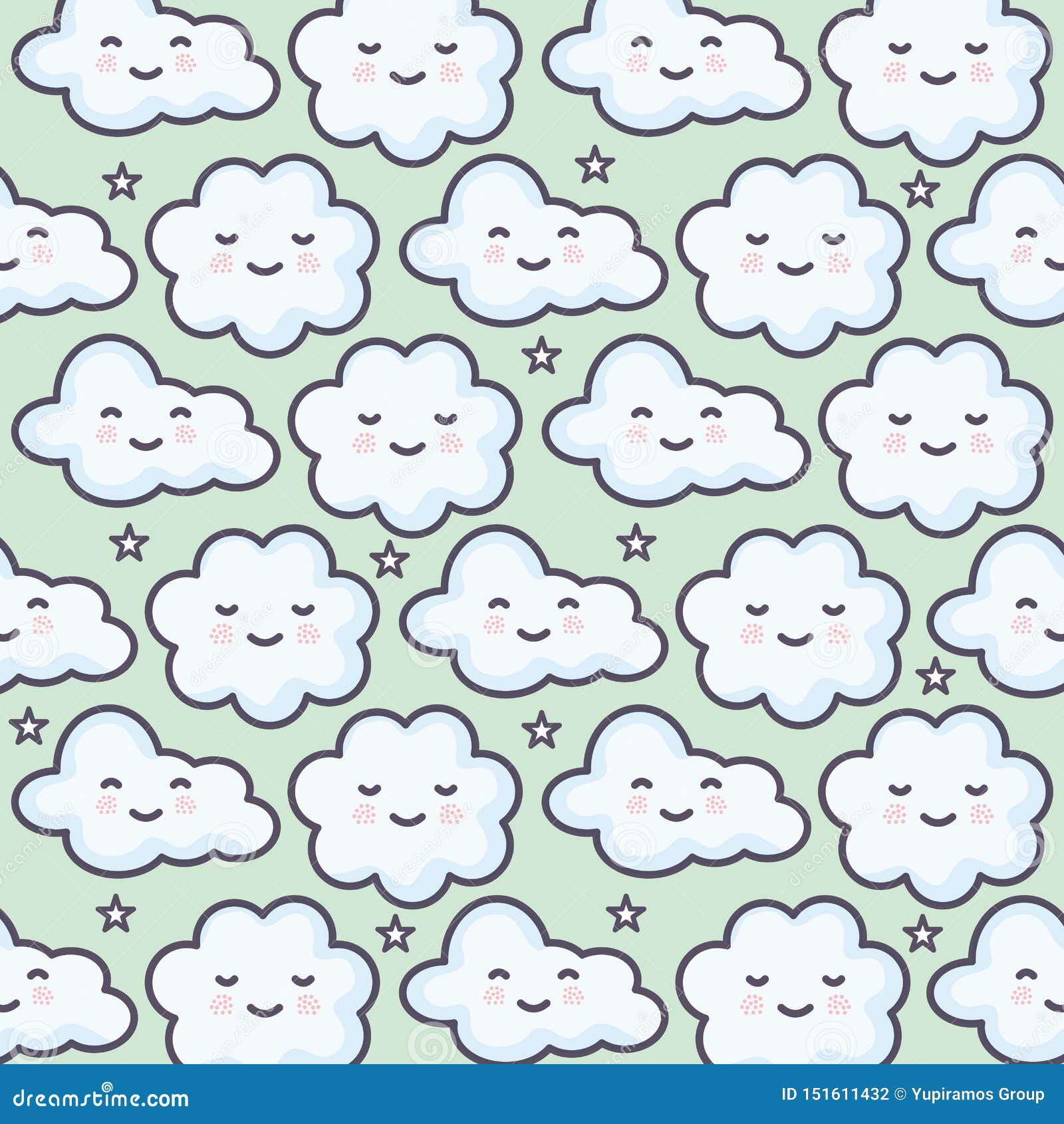 clouds sky weather kawaii characters pattern