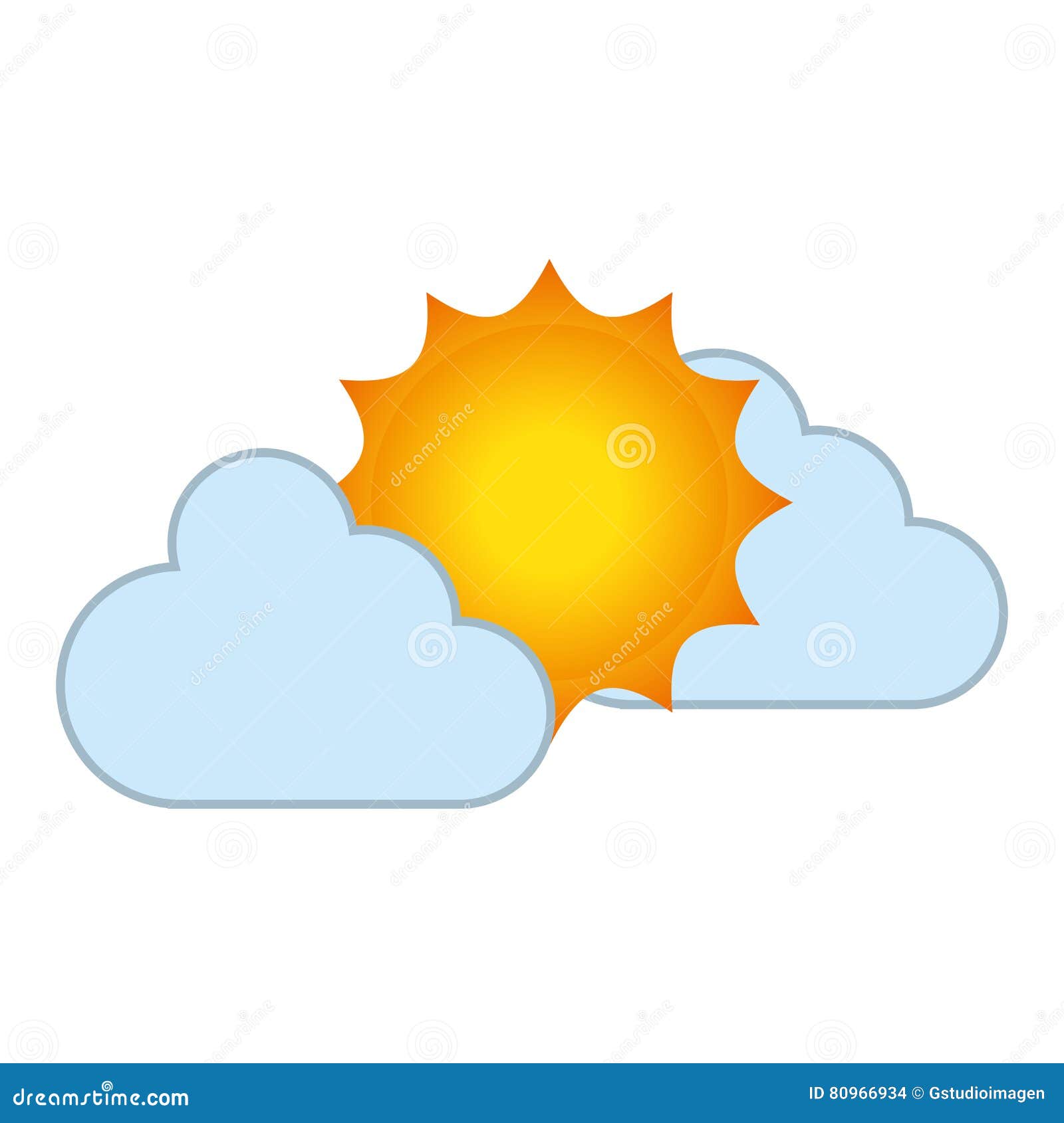 Clouds and Sun Isolated Icon Stock Vector - Illustration of cartoon ...