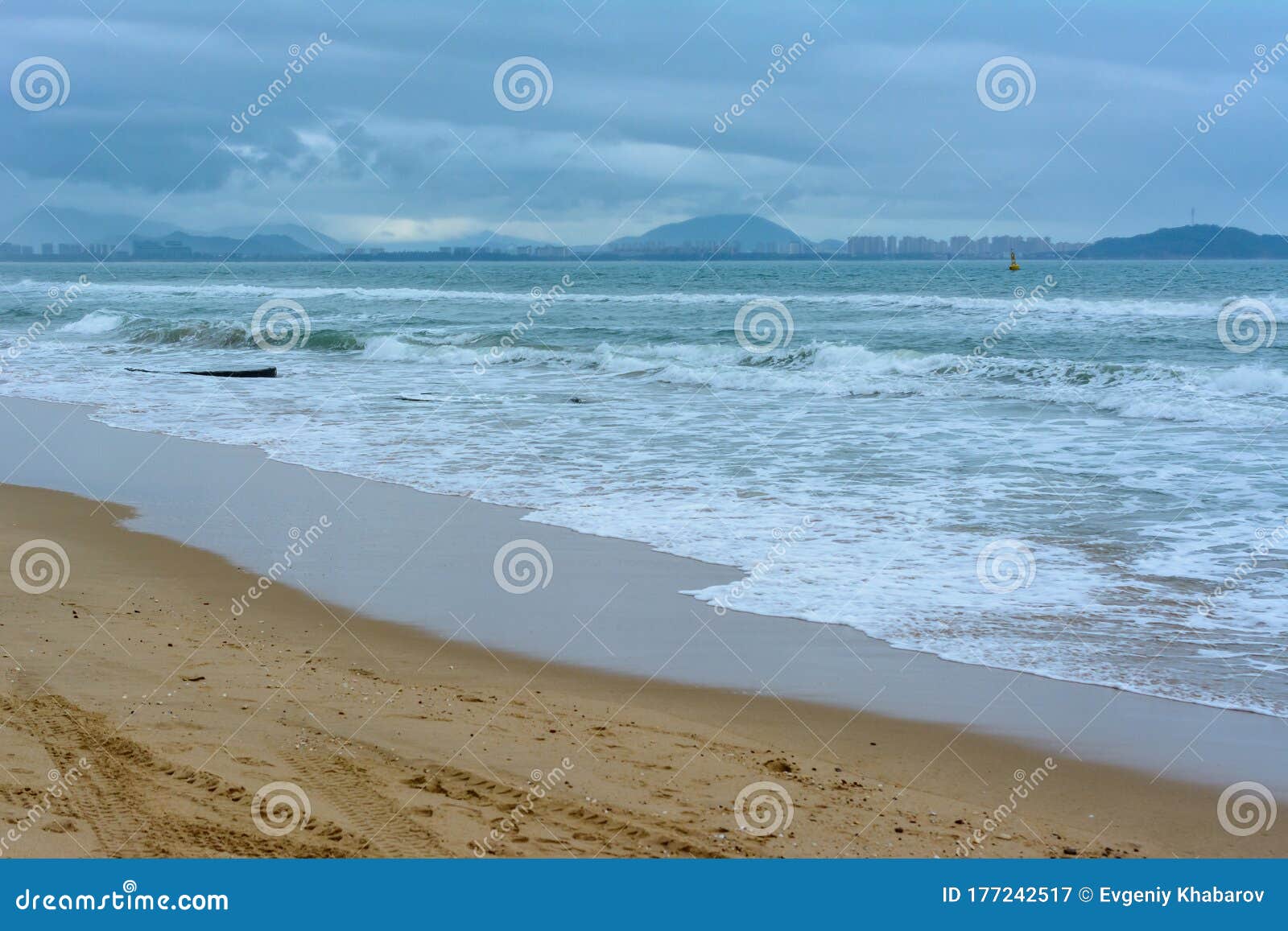 Cloudy Day, Sand Deserted Beach of the Coast of Haitang Bay in South ...
