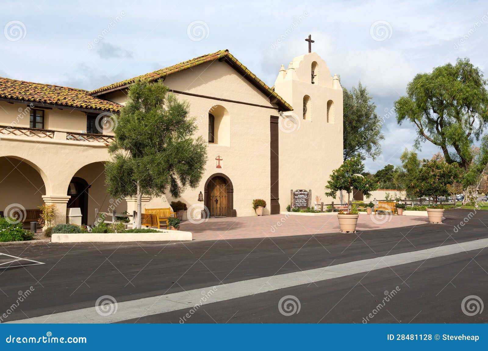 cloudy day at santa ines mission california