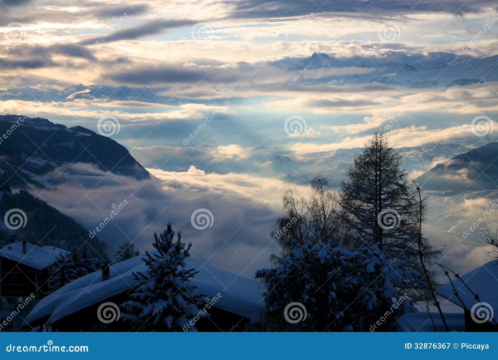 cloudy montain in crans-montana