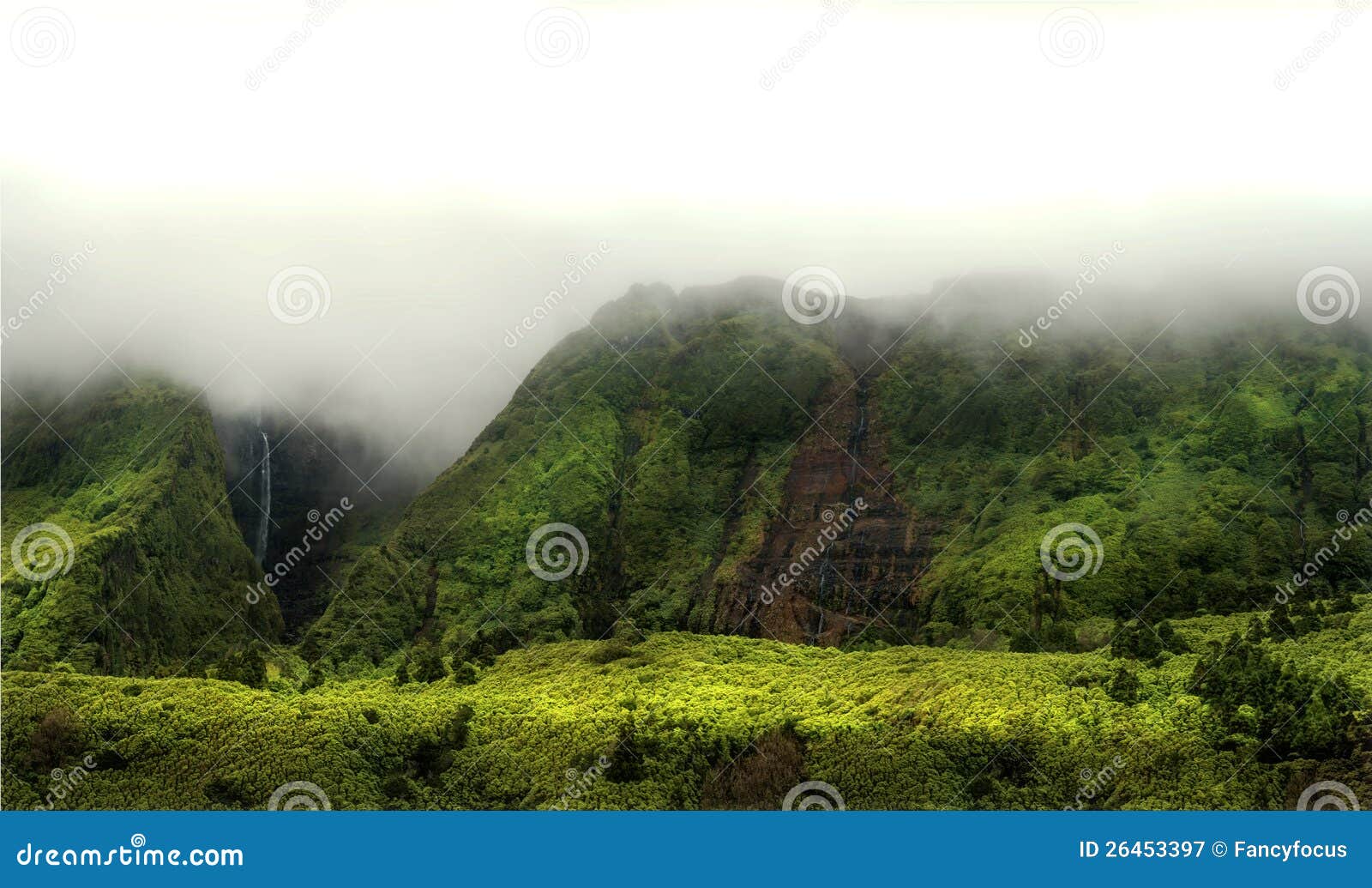 cloudy mountains of flores, acores islands