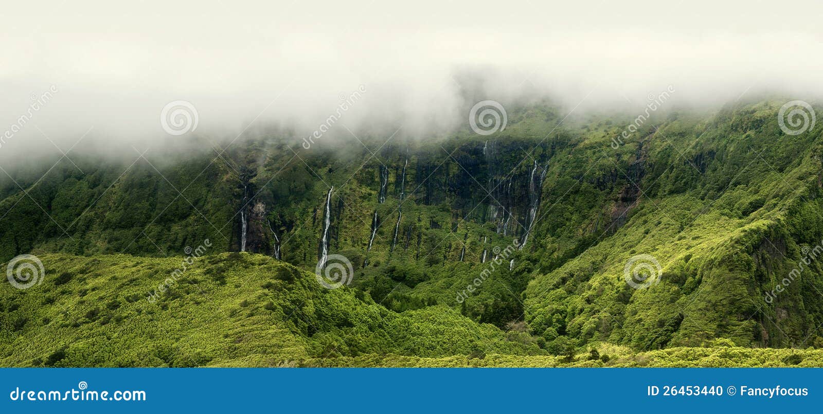 cloudy mountains of flores, acores islands