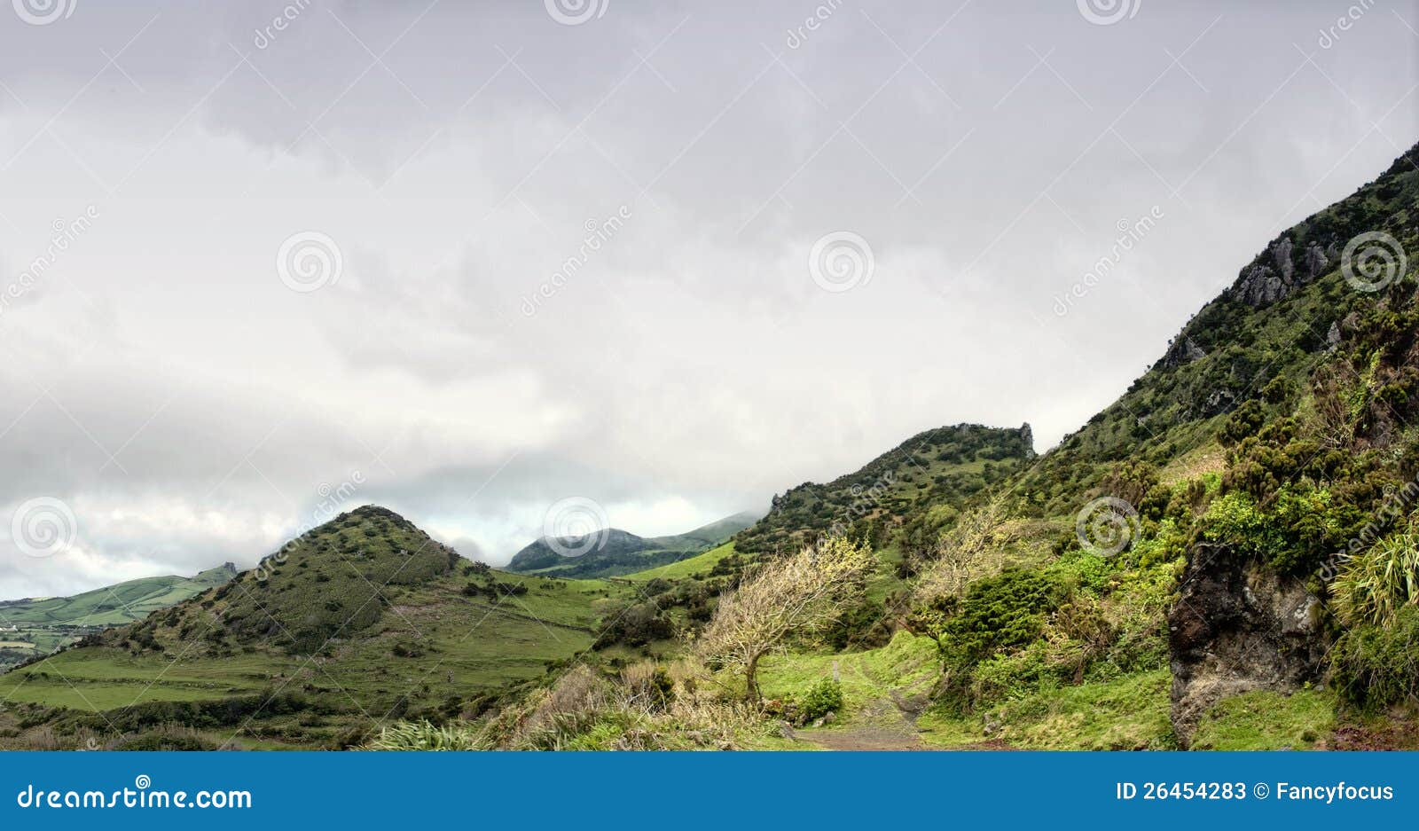 cloudy mountains of flores, acores islands