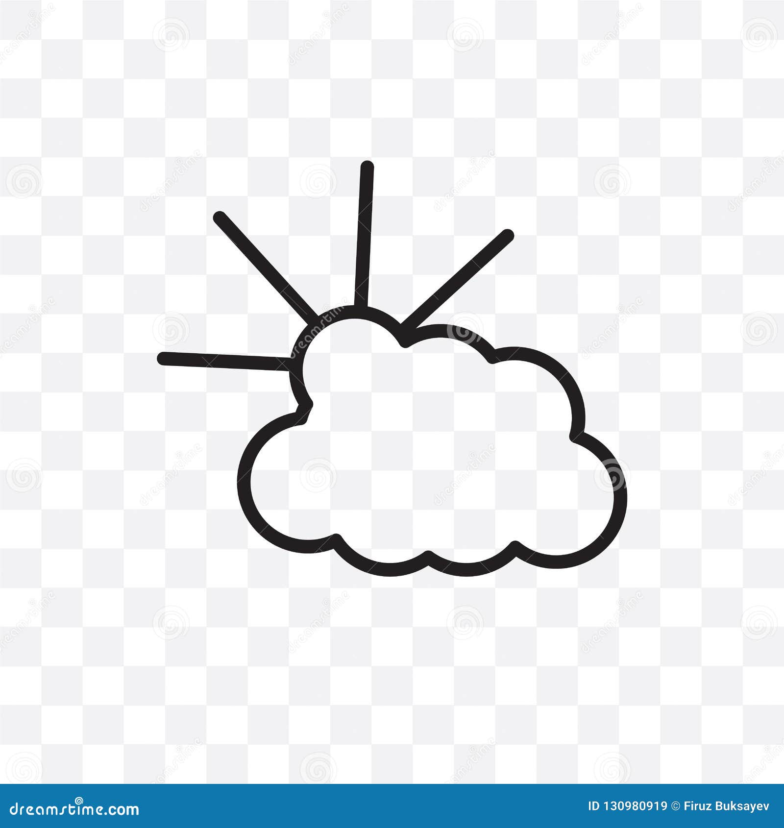 Cloudy Night Vector Linear Icon Isolated On Transparent Background