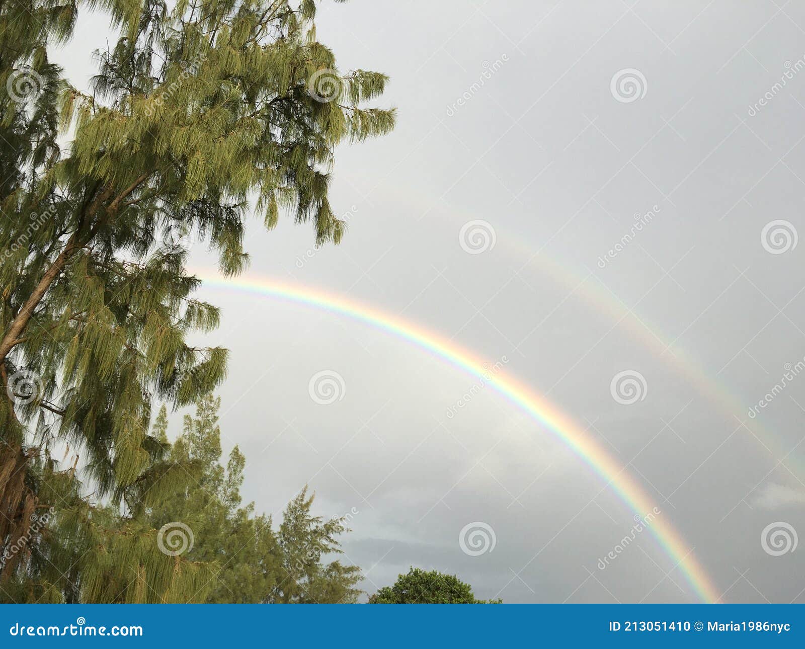 Cloudy and Rainy Day with Rainbows in Spring in Eleele on Kauai Island