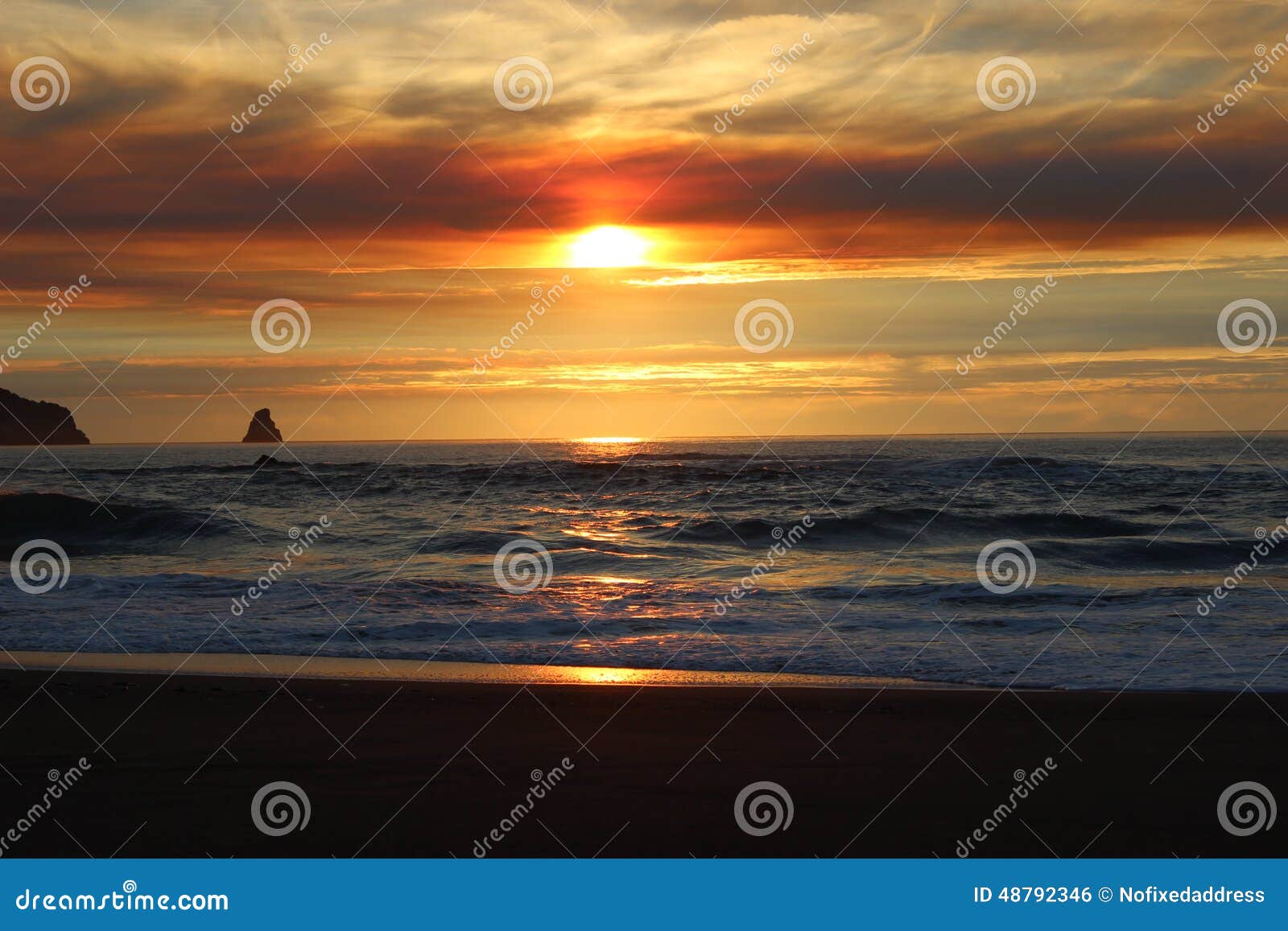 cloudy skies and sunset over oregon coast pacific ocean rocky outcrops