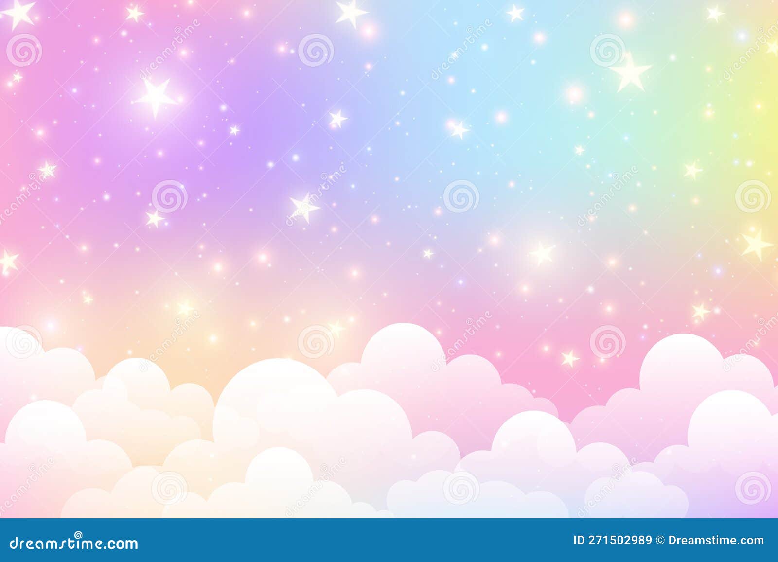 Cloudy sky background. Unicorn fantasy pastel galaxy. Rainbow cute wallpaper.  Fluffy magic pink landscape. Vector illustration 21856832 Vector Art at  Vecteezy