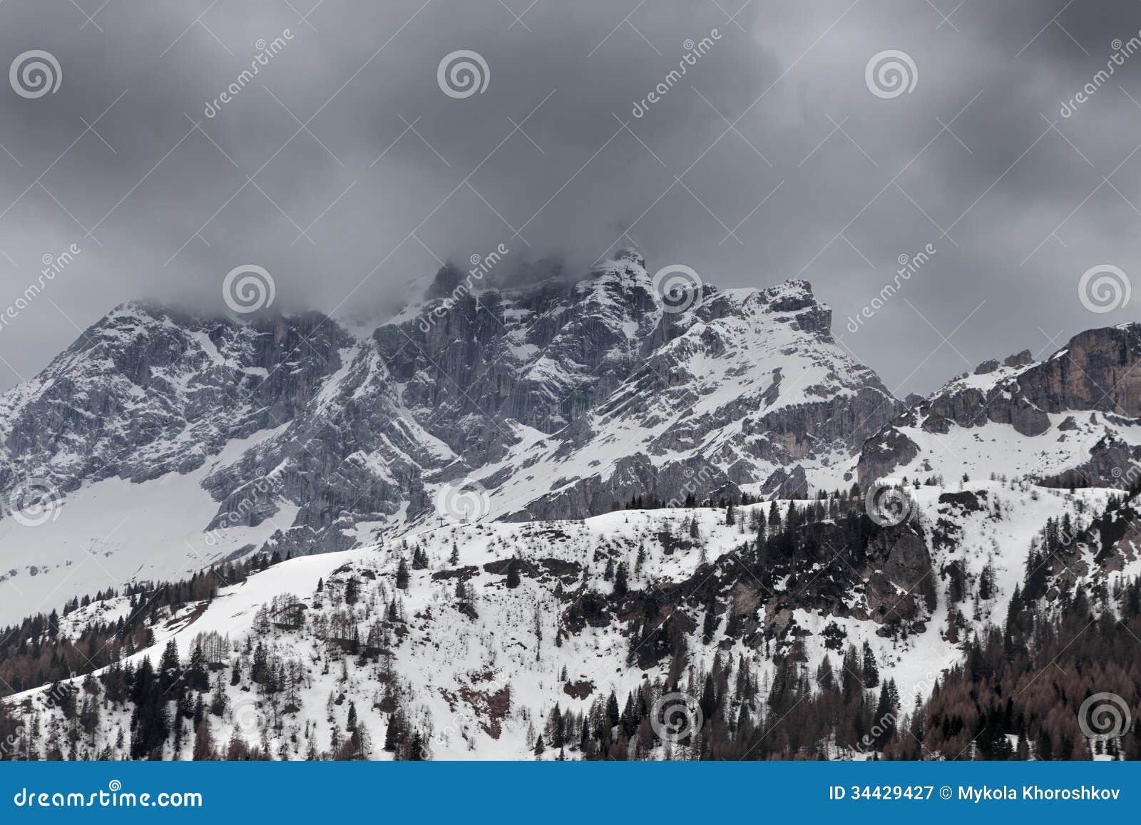 Cloudy Spring Weather in Dolomites Mountains Stock Image Image of cloudy, alpine 34429427