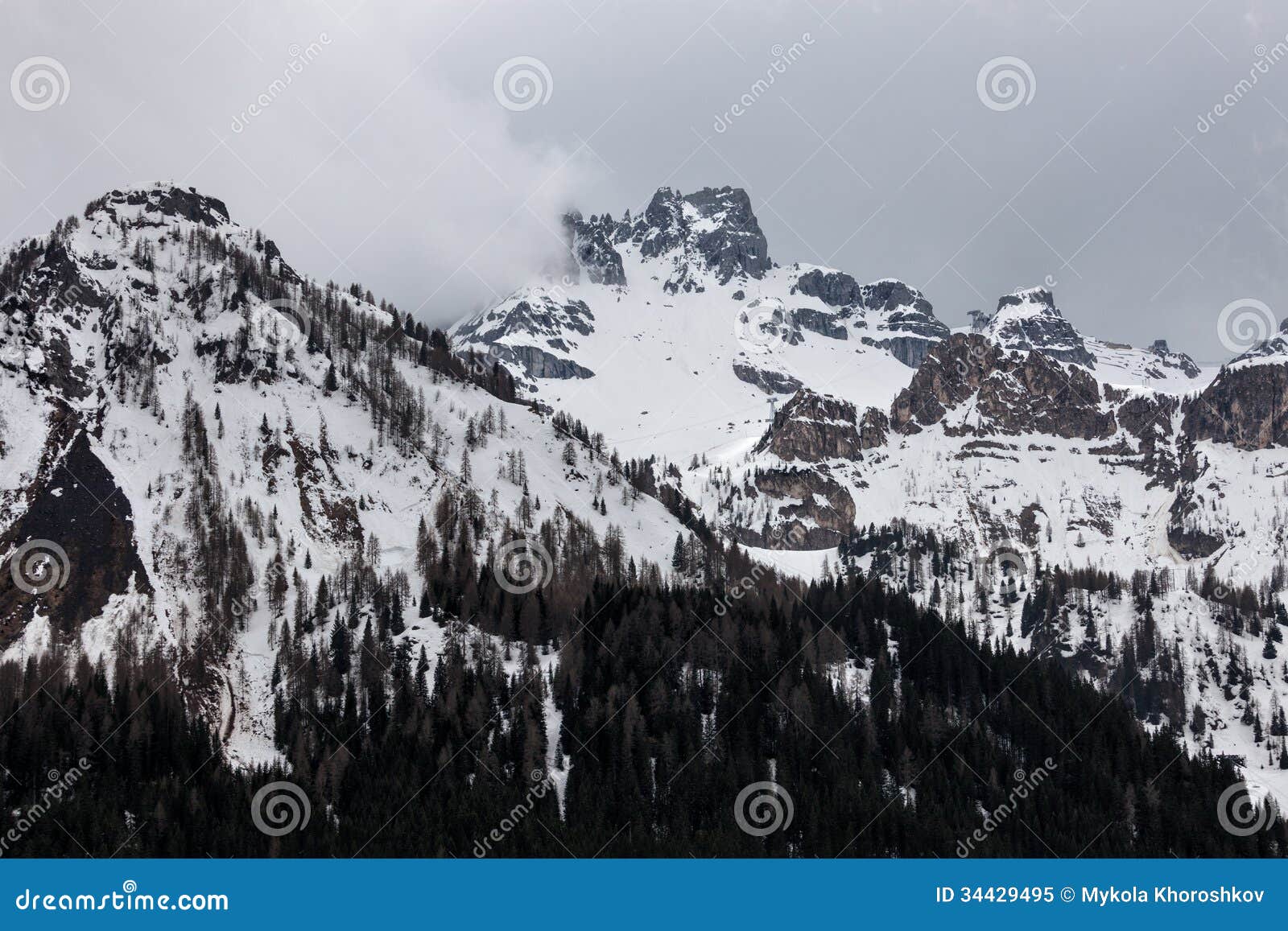 Cloudy Spring Weather in Dolomites Mountains Stock Image Image of italy, cloudy 34429495