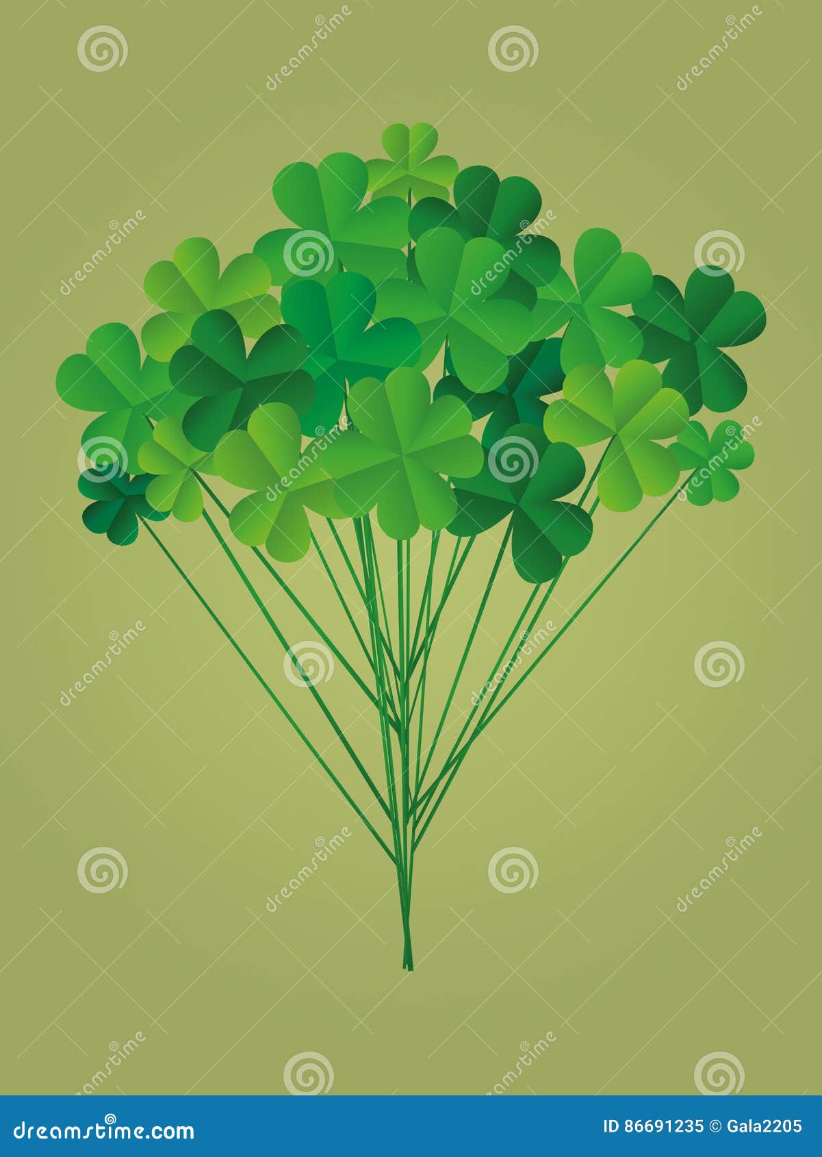 Clover Bouquet on Sticks. Greeting Otkryka on St. Patrick`s Day