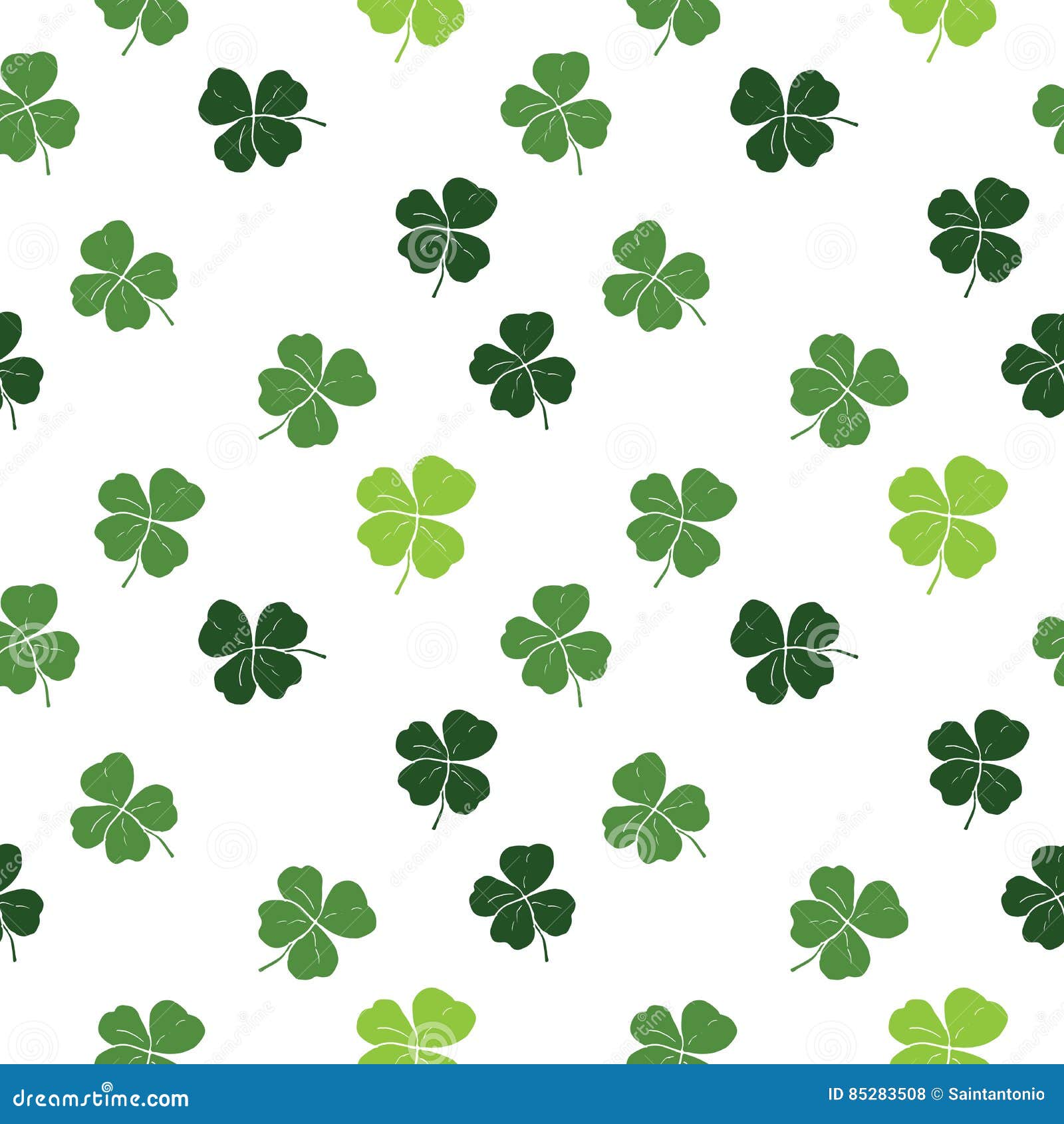 Clover Leaf Hand Drawn Doodle Seamless Pattern Vector Illustration. St ...