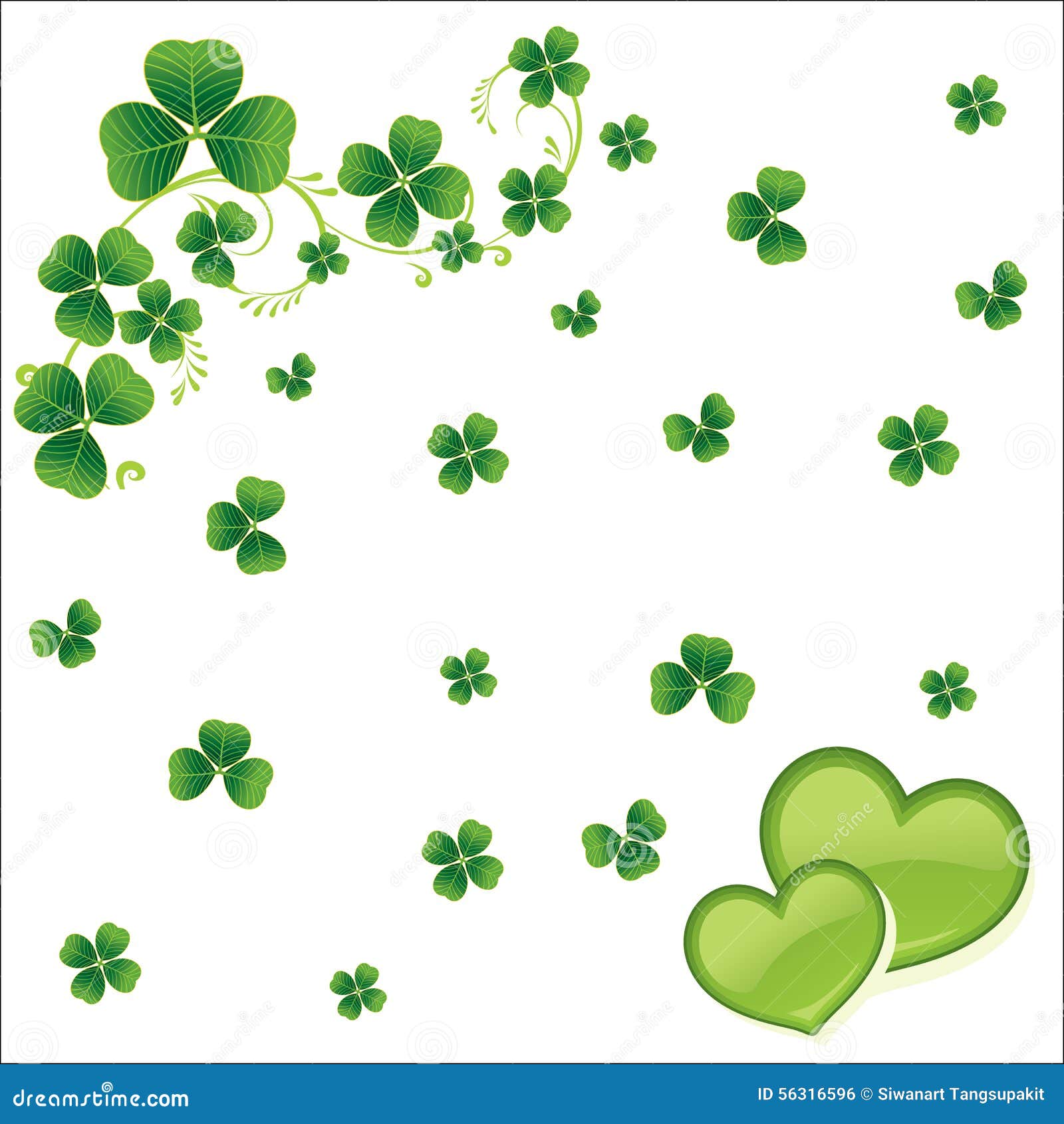 Clovers Leaves Background with Heart Eps10 Stock Illustration ...