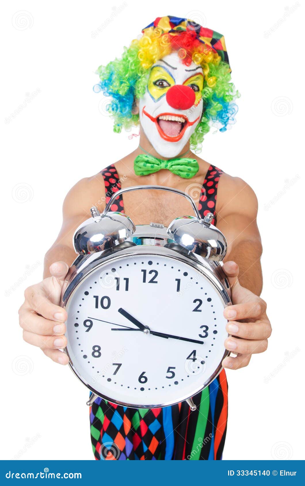 Clown with alarm clock stock photo. Image of clock, expression 33345140