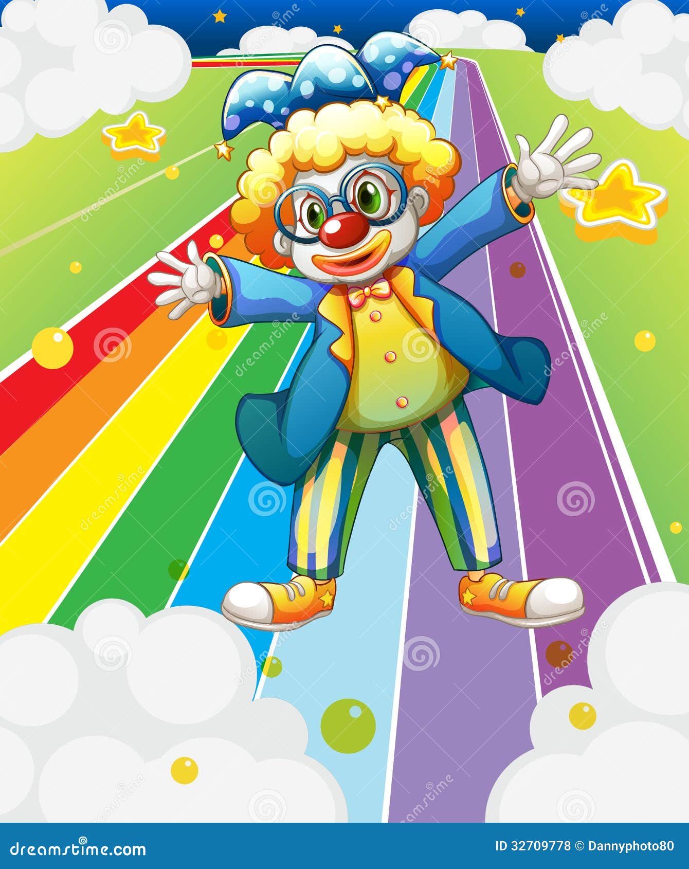 A Clown at the Colorful Road Stock Vector Illustration of green, nature 32709778