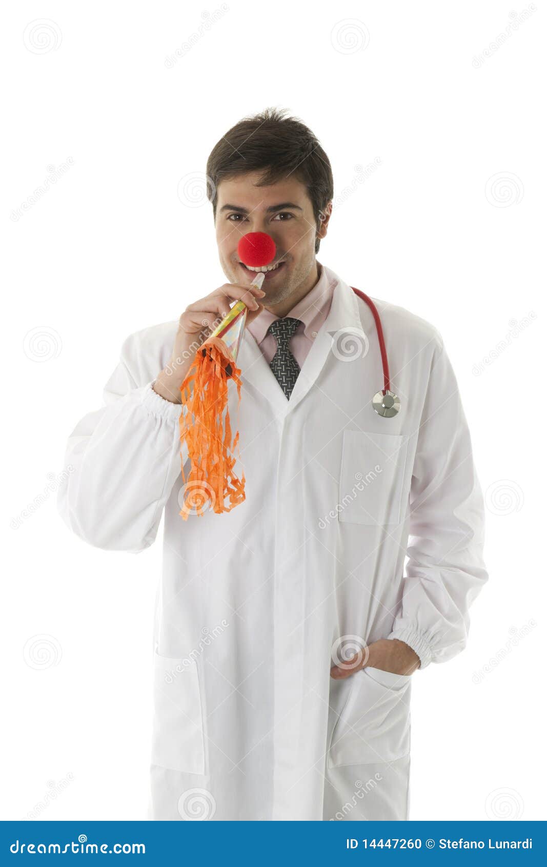 Male clown doctor isolated on white