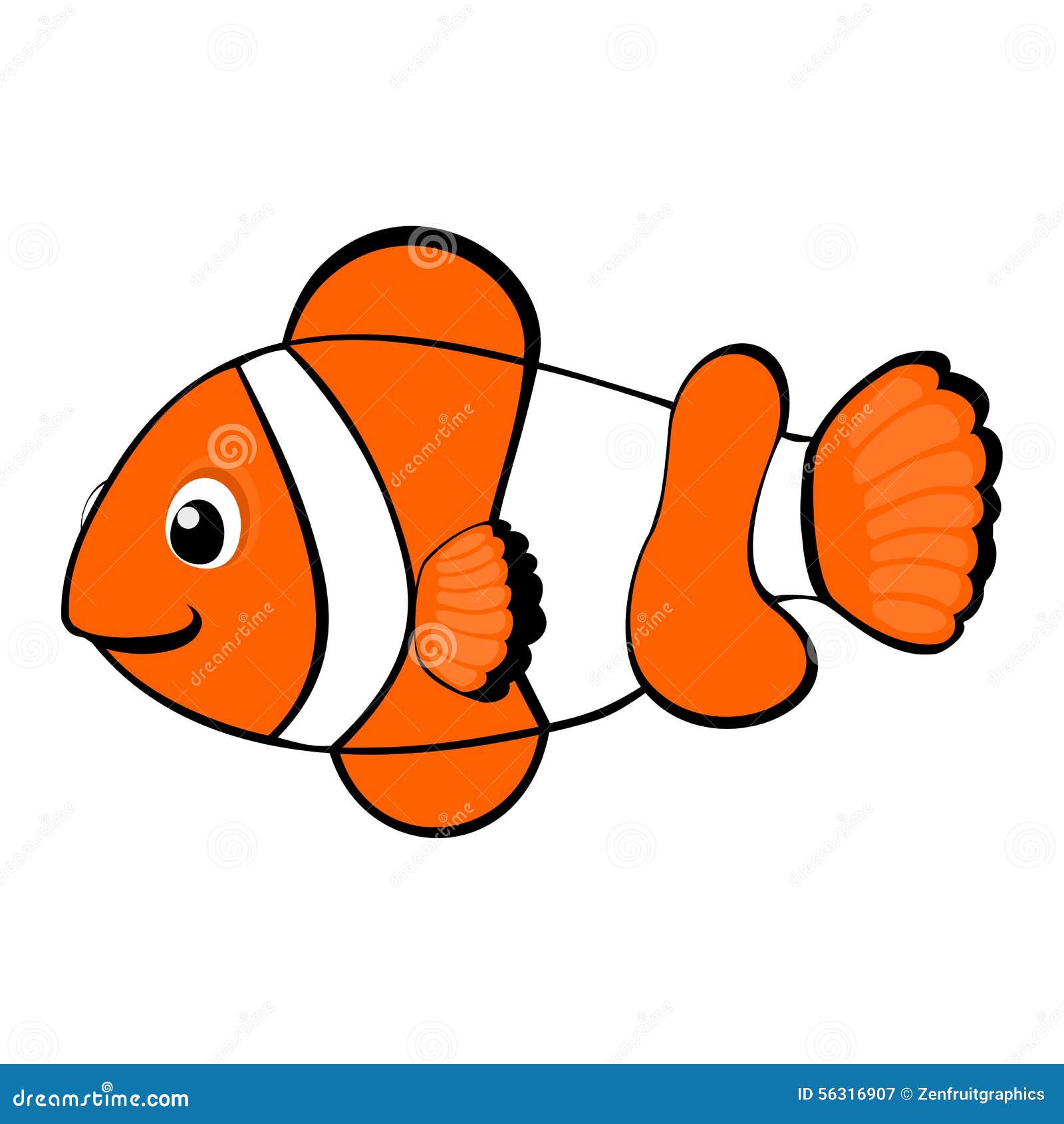 Clown Fish Cartoon Vector Illustration Tropical Sea Life Theme ...