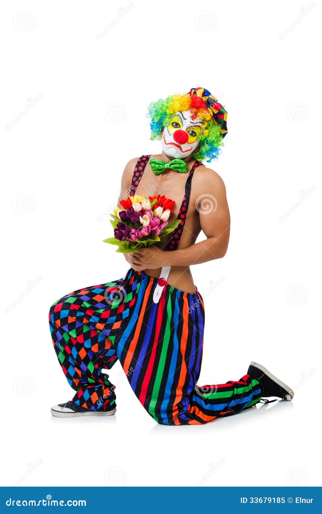 Clown with flowers stock image. Image of humorous, giving - 33679185