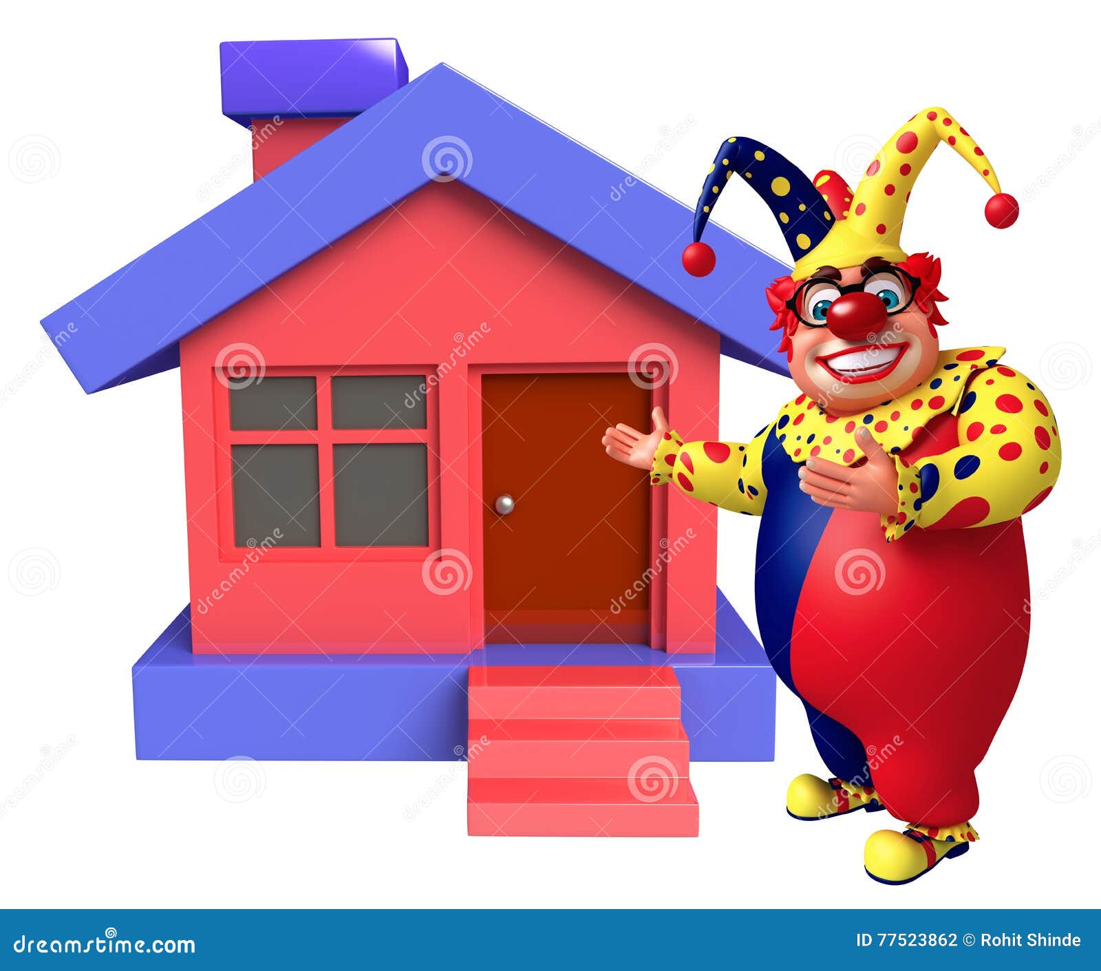 Clown with Home stock illustration. Illustration of colorfull 77523862