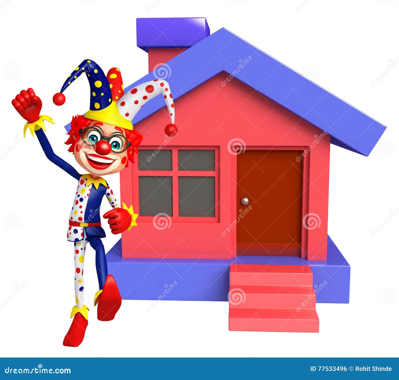 Clown with home stock illustration. Illustration of mask 77533496