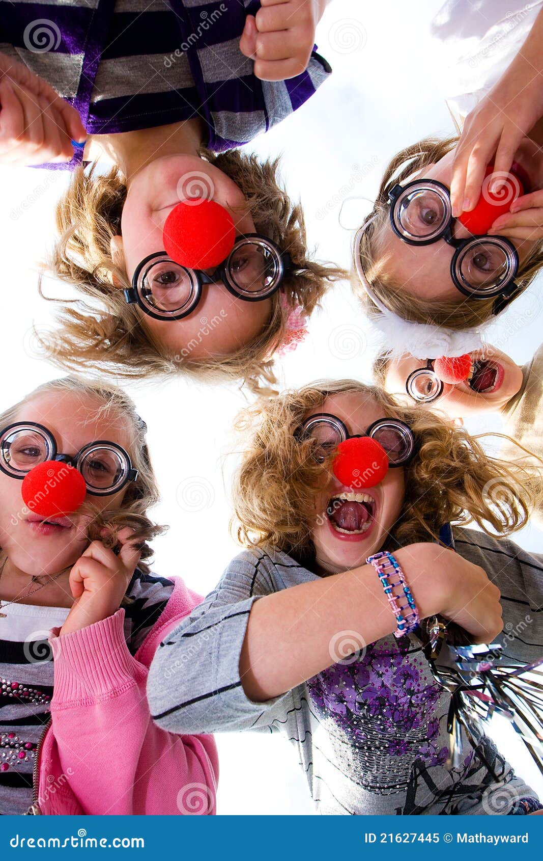 Clown Nosed Kids Looking Down Stock Image Image of goofy, childhood
