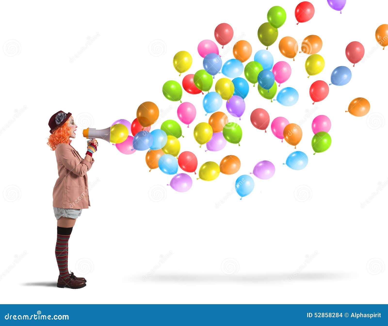 Clown screams balloons stock photo. Image of artistic - 52858284