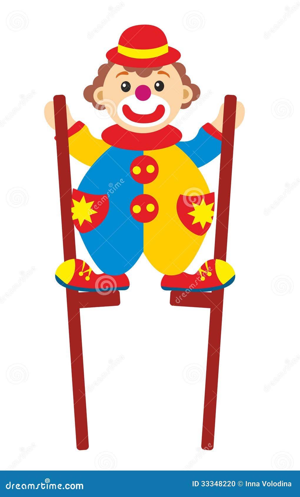 Clown on stilts stock illustration. Illustration of playing 33348220