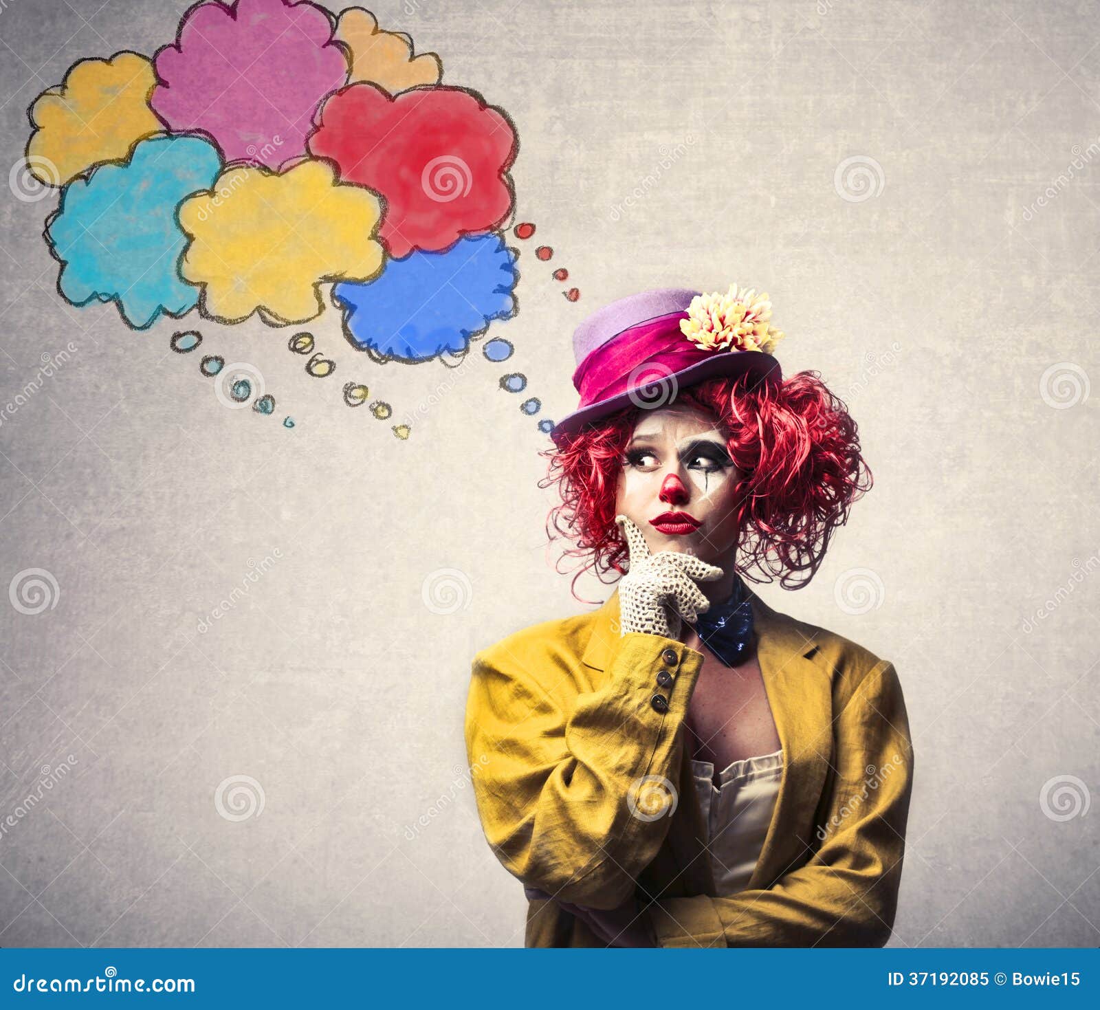 stock clown image thinking