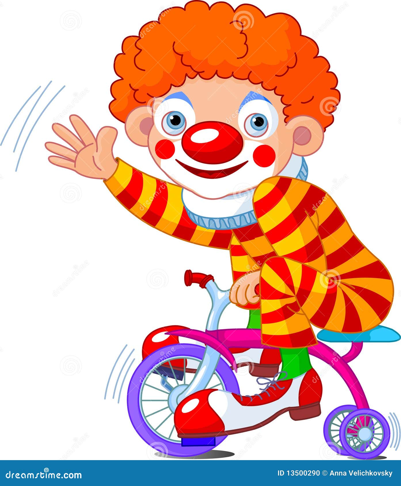 clown on three-wheeled bicycle