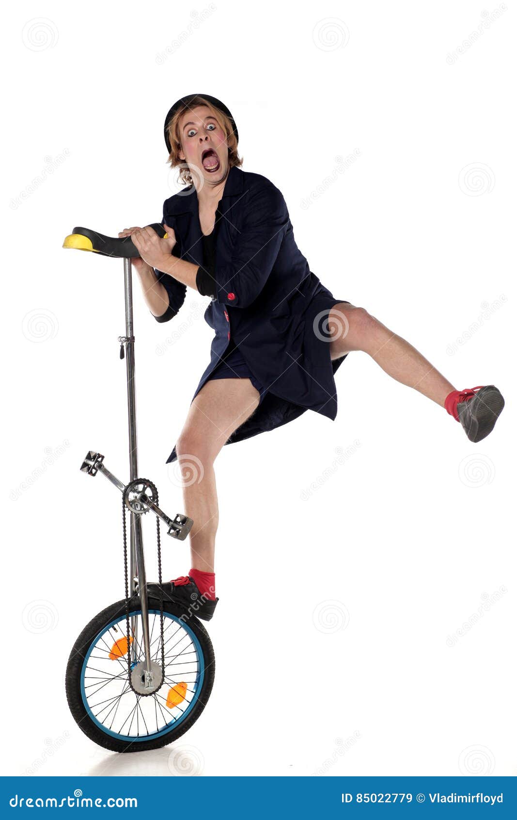 Clown with a unicycle stock image. Image of posing, circus 85022779
