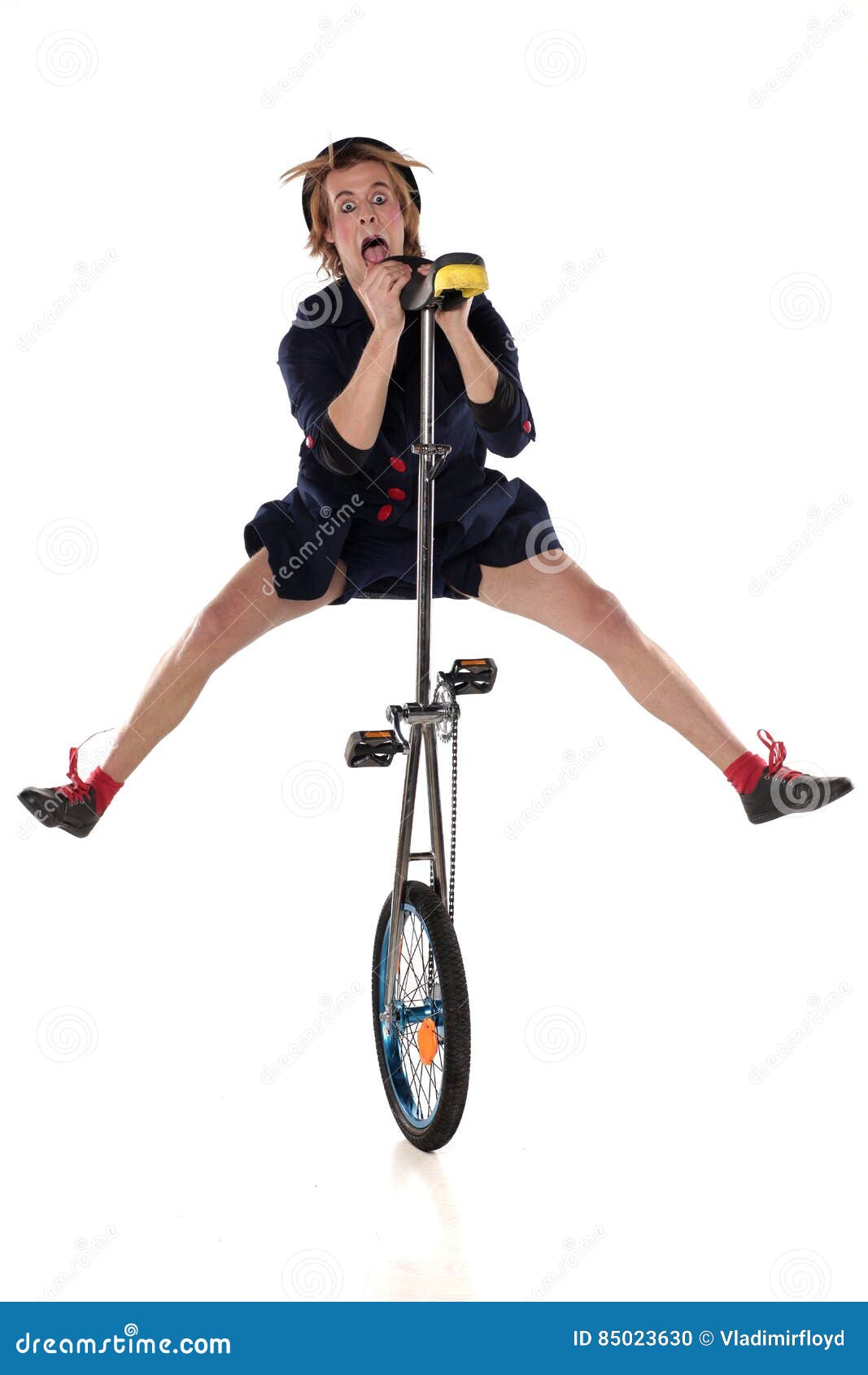 Clown with a unicycle stock photo. Image of male, artist 85023630