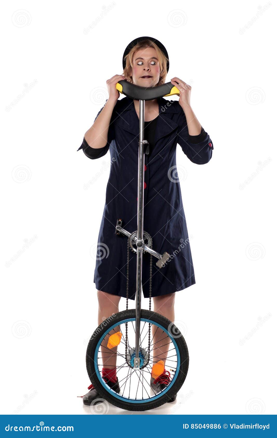 Clown with a unicycle stock photo. Image of artist, unicycle 85049886
