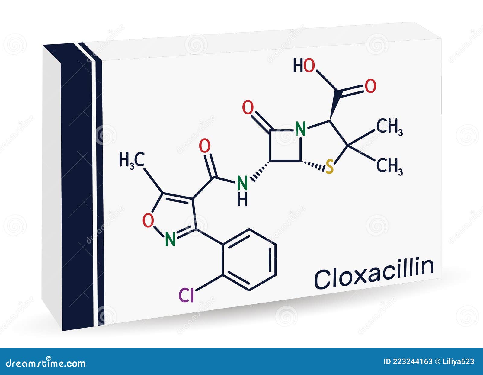 Cloxacillin Molecule. it is Antibacterial Drug, Semi-synthetic Beta ...