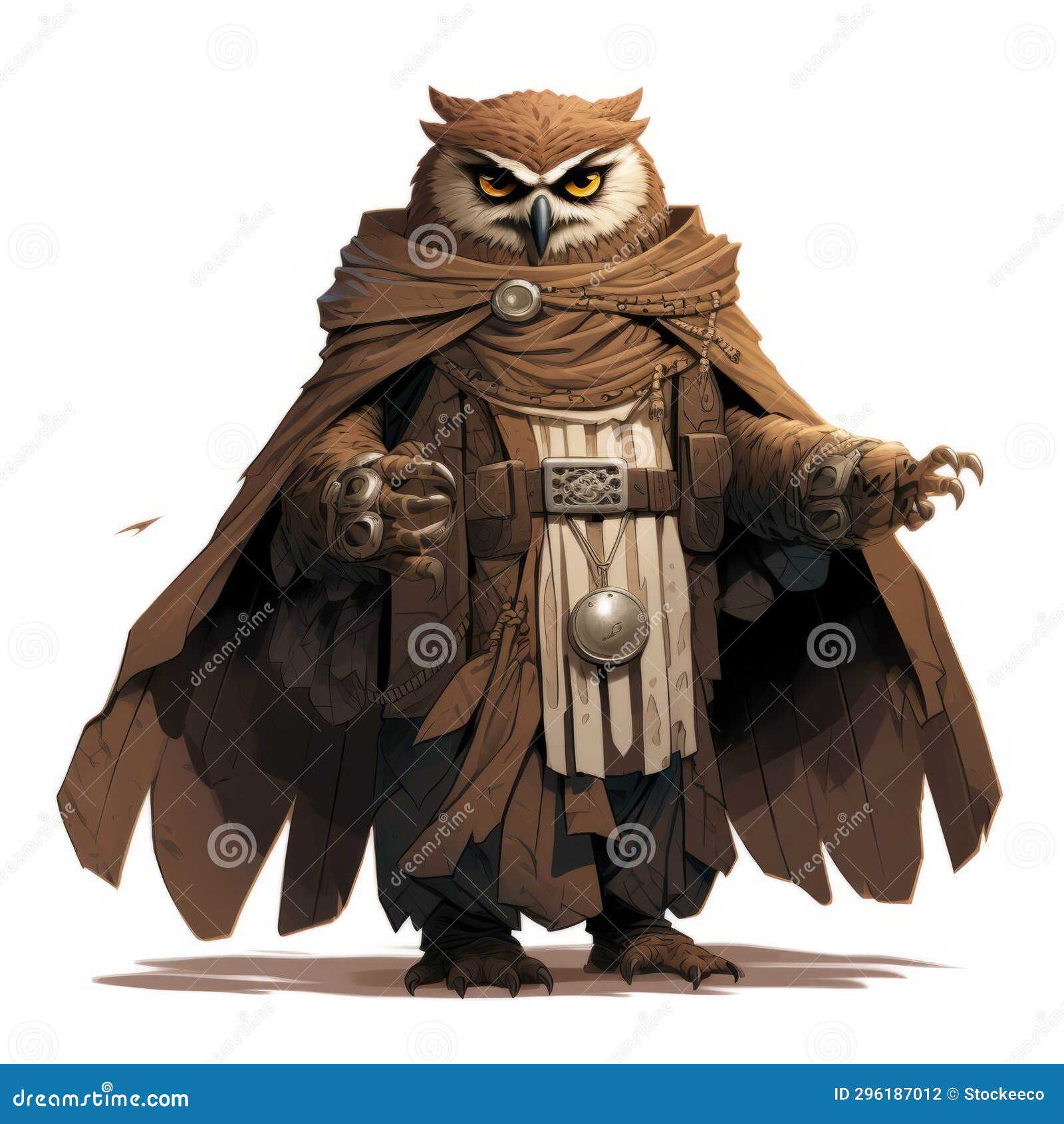 anthropomorphic brown owl god - dnd 5e concept art