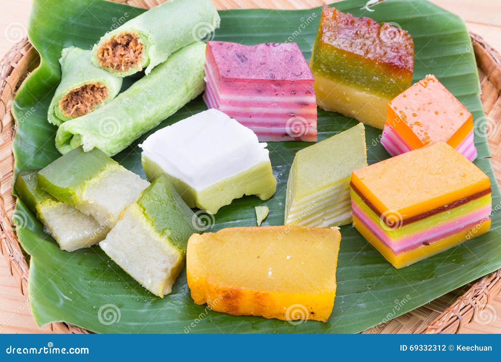 Clsoeup On Malaysia Popular Assorted Sweet Dessert Kuih 