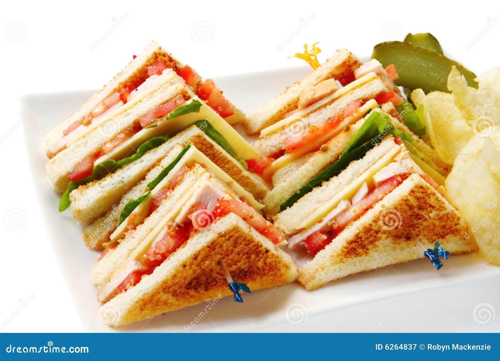Club Sandwiches stock image. Image of sandwich, dill, food  6264837