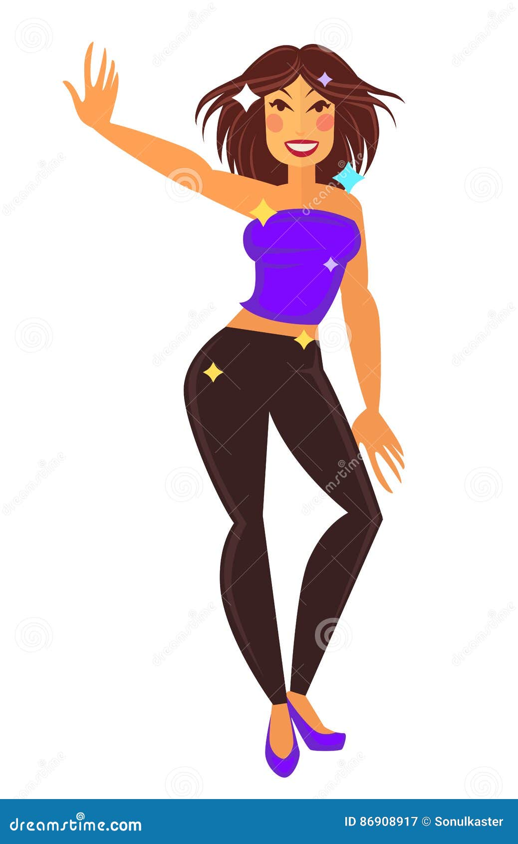 Clubber Girl Dancing in Club Vector Flat Icon Stock Vector ...