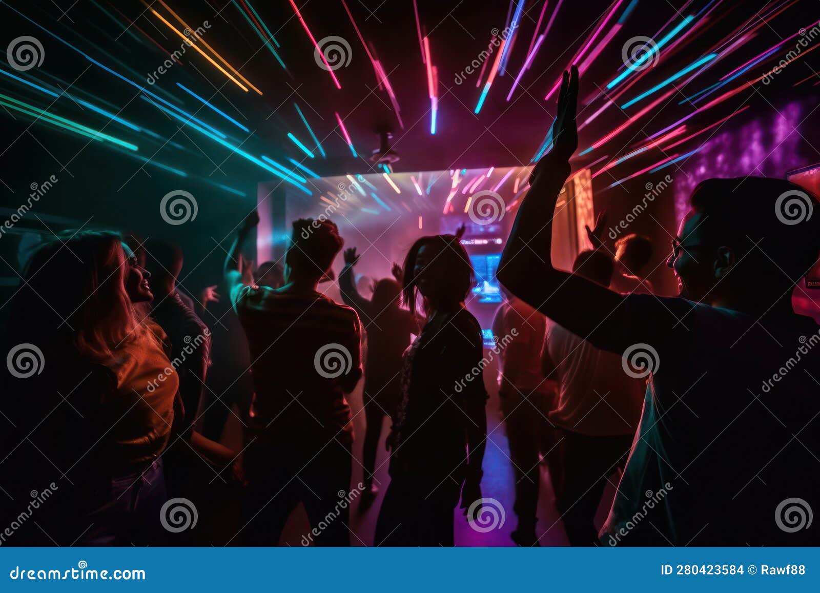 Clubbing, Night Out for Dance and Fun, Silhouettes of People Dancing in ...