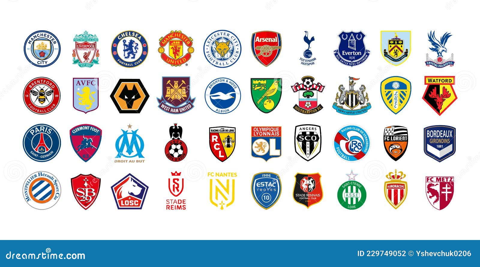 Clubes De Fútbol De Inglaterra. Liga Inglesa De Primera Categoría 20212022. Liga 1. Liga Profesional Francesa. Kyiv 12 De Fotografía editorial - Ilustración de liga, lente: 229749052