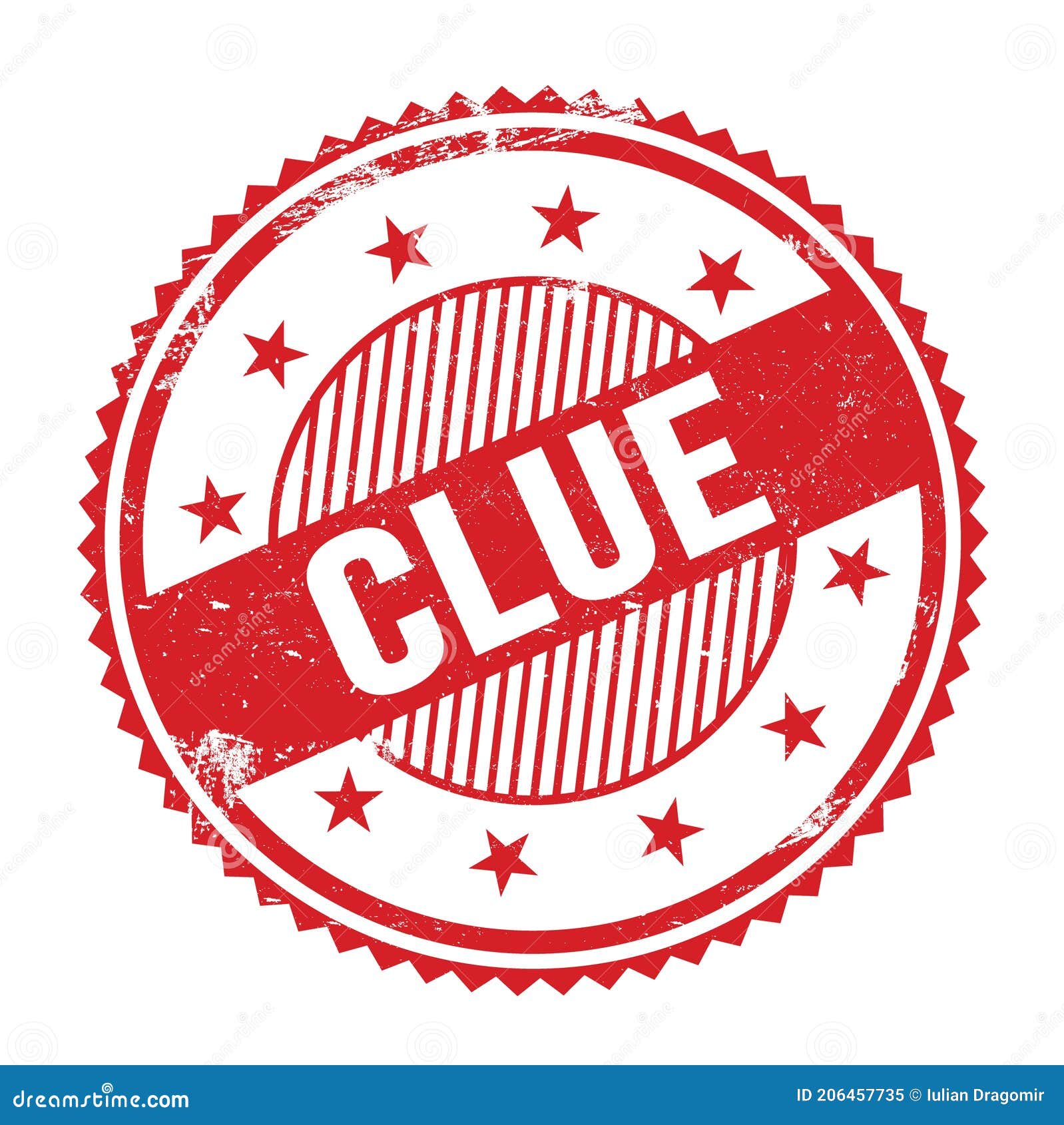 CLUE Text Written on Red Grungy Round Stamp Stock Illustration