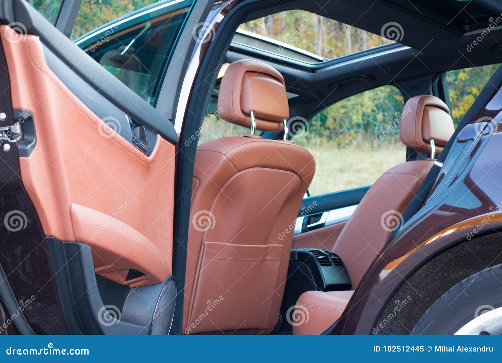 German Luxurious Sedan Car Xxl Sunroof Red Brown Leather