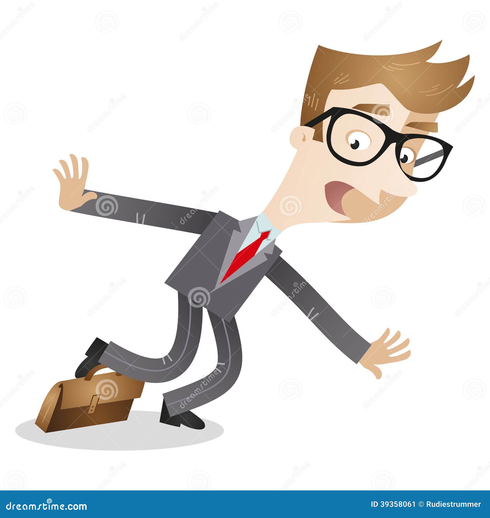 Clumsy Cartoon Businessman Stumbling Over Briefcase Stock Vector -  Illustration of office, cartoon: 39358061