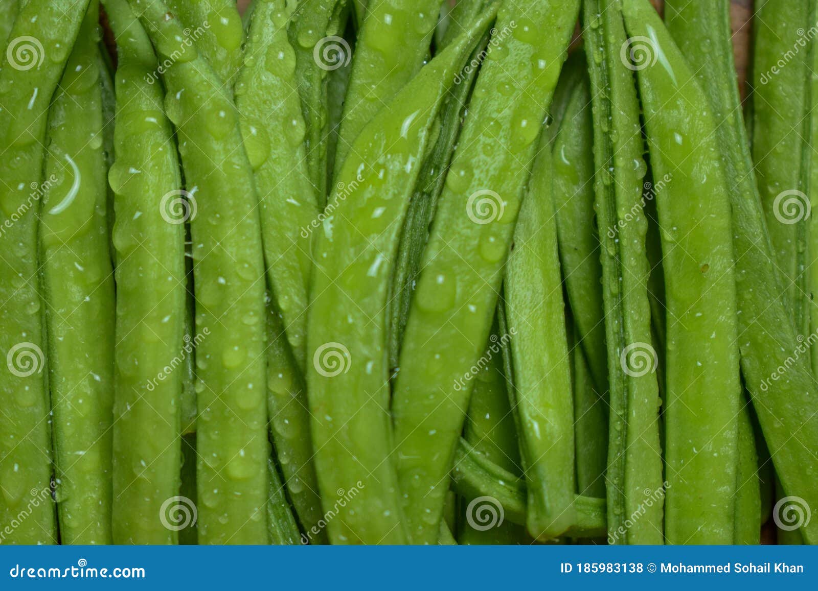 cluster bean or  guaralso known as gavar, guwar or guvar bean  on wooden background